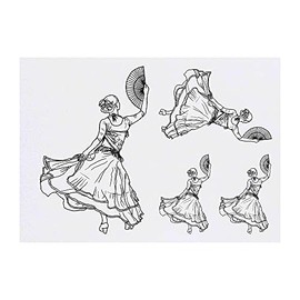 4 x 'Flamenco Dancer' Temporary Tattoos - Water Resistant, Skin-Safe, Non-Toxic Transfers, Mixed Sizes (TO00041547)