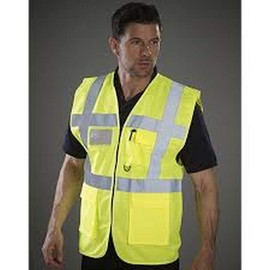 Yoko Hi-Vis Premium Executive/Manager Waistcoat / Jacket (2XL) (Hi-Vis Yellow)