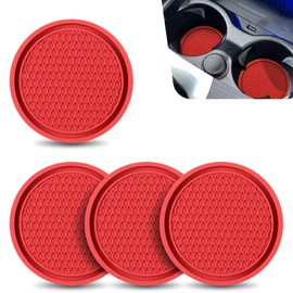 Dogary 4 PCS Automobile Cup Holder Coaster, 2.75 Inch Cup Holders Embedded in Ornaments Coaster Accessories, PVC Soft Glue Non Slip Shockproof, Suitable for Most Cars, SUVs, Trucks (Red)