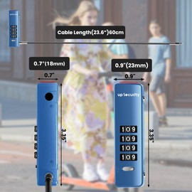 UP Security Combo Cable Bike Lock, 4 Digit Combination Lock for Outdoor Fence Gate, Luggage Safe, Scooter, U Cable Lock with Code, for Refrigerator (Black+Blue, 23.6"(60cm) Cable)