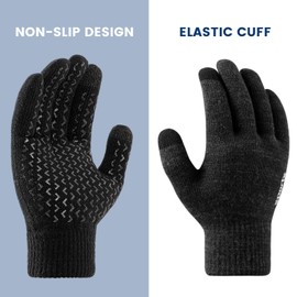 Premillow Winter Gloves - Gloves for Men Women, Wool Fleece Liner Mens Gloves with Touchscreen, Warm Knit Gloves for Women Cold Weather, Insulated Gloves for Skiing Running Driving Cycling, Gary L