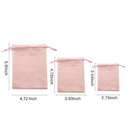 YoungJewl 50Pcs Velvet Jewelry Bags With Drawstring Pink Pouches Velvet Gift Bags for Wedding Favors Party Christmas Candy Bag（2.8x3.6Inches）