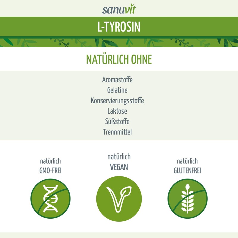 Sanuvit® - L-Tyrosine 800 mg per capsule, 180 capsules, high