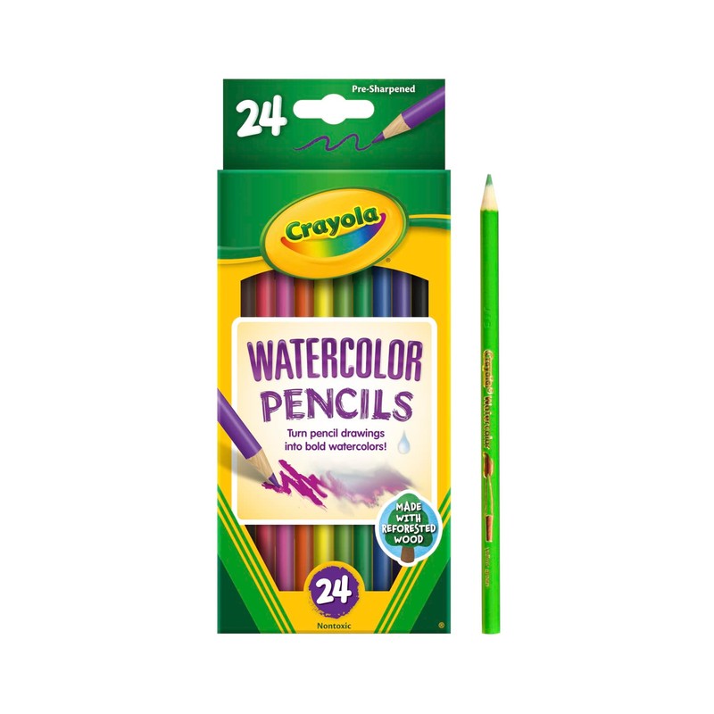 Crayola Watercolor Colored Pencils (24ct), Watercolor Paint Alternative, Watercolor Pencil