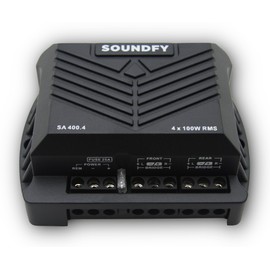 Soundfy SA 400.4 4-Channel Digital Car Audio Amplifier, 400W RMS 2 Ohms Stable, Compact Class D Multi-Channel Amp with Crossover & MOSFET Power Supply, Full-Range Sound Quality