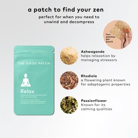 The Good Patch Relax Patches, to Unwind and Decompress, Natural Patch with Ashwagandha, Ginger Root, Plant Powered Wearable Wellness, Sustained Release (8 Total Patches)