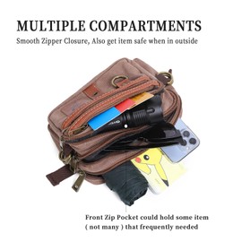 Waxed Canvas Waist Pouch with Adjustable Strap, Fanny Pack for Men J0322 (Brown)