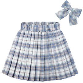 KEREDA - Minifalda plisada para niñas, cintura alta, uniforme escolar de tenis, 4-14 años, Azul, 10-12 Años