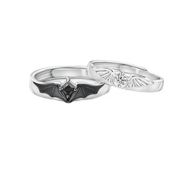 Lnnmomn Angel Devil Matching Promise Rings for Couples,Couple Matching Rings for Woman and Man (D)
