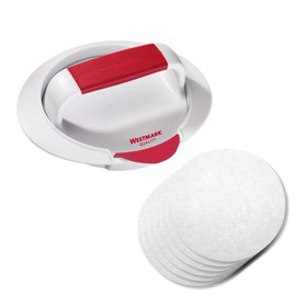 Westmark Burger Set of 2, Hamburger Maker with Lifter and Burger Paper (80 Pieces), Plastic/Paper, White/Red, 623322E6