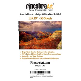 13" X 19" Smooth Fine Art Archive Bright White Double Sided - 50 Sheets
