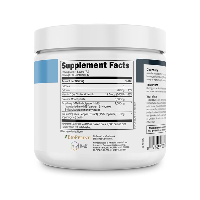 Transparent Labs Creatine HMB - Creatine Monohydrate Powder with HMB