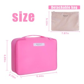 Queboom Travel Makeup Bag Cosmetic Bag Makeup Bag Toiletry bag for women and girls (Light pink)