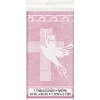 Unique Party 29883 - Plastic Pink Dove Cross Christening Tablecloth,