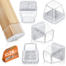 28Pcs Chair Leg Protectors, BAIPOK Silicon Chair Leg Caps for Hardwood Floors, Rectangle Chairs Leg Covers With Stronger Felt Pads, Furniture Feet Protectors Pads (Fit:17-22mm)