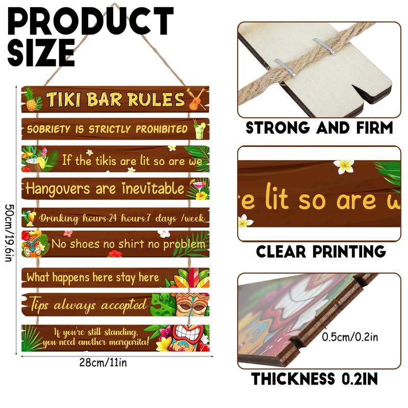 Tiki bar decorations Funny Tiki Bar Rules Sign Tiki Bar