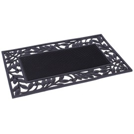 BIRDROCK HOME Rubber Doormat with Leaf Border - 17.72 x 29.92 - Rubber Bristles - Outdoor Doormat - Keeps Your Floors Clean - Decorative Design