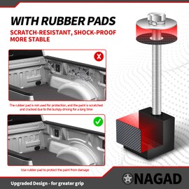 ONAGAD Truck Tool Box Mounting Kit No Drill, Upgraded Pickup Truck Bed Tool Box Tie Downs, Aluminum Alloy J Hook Crossover Toolbox Clamps (Pack of 6, Black)