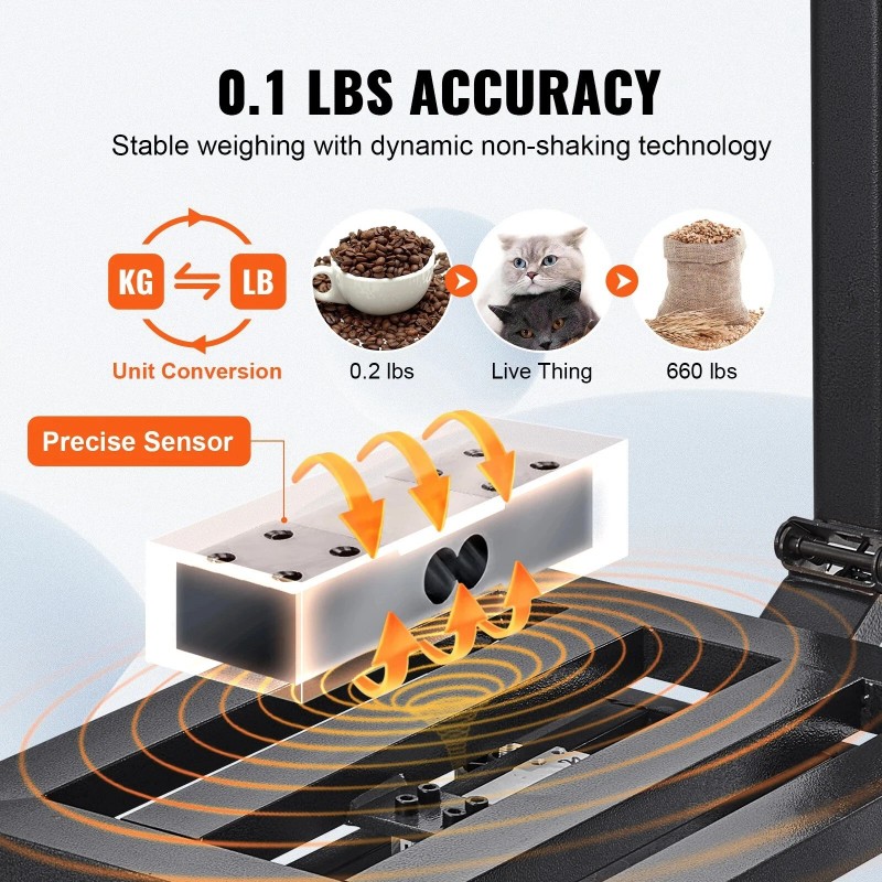 Vevor Digital Platform Scale 660lb Computing Floor Scale LB/KG Tare