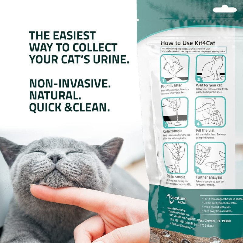 KIT4CAT 2lb Hydrophobic Litter Sand Cat Urine Sample Collection Kit