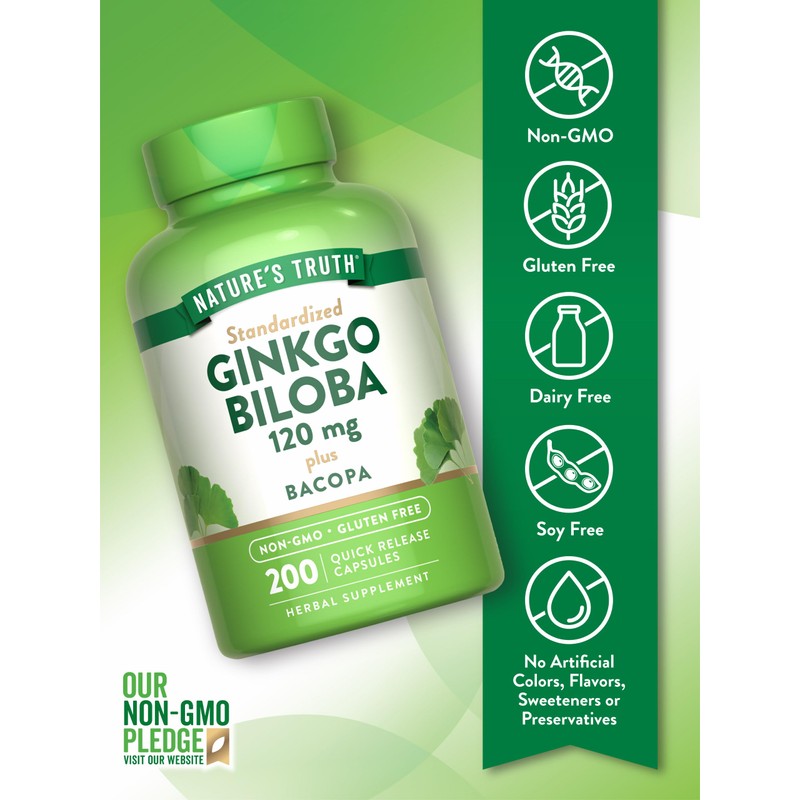 Ginkgo Biloba 120mg | Plus Bacopa | 200 Quick Release