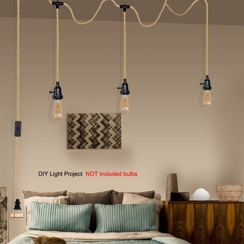 ALAISLYC Triple Plug in Pendant Lights with Cord Hanging Lamp