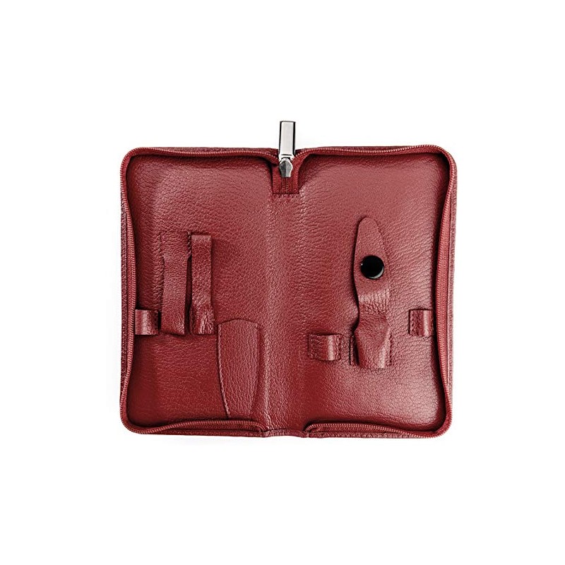 Case"Pan" red Empty Genuine Leather. to fit with Nail Scissors,