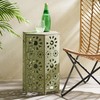 FocusOnHome Outdoor 14" Iron Floral Side Table Patio Side Table,