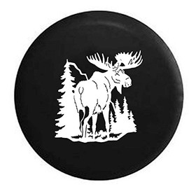 Pike Outdoors Moose in Mountains Scene RV Spare Tire Cover Black 33 in