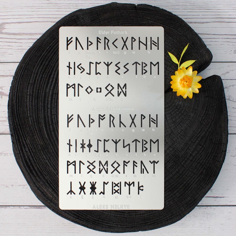 Aleks Melnyk No.409 Metal Stencil, Elder Futhark and Anglo-Saxon Runes