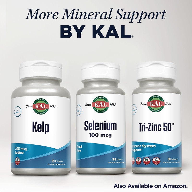 KAL 225 Mcg Kelp Iodine Tablets, 250 Count