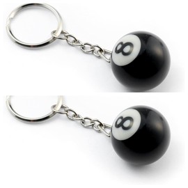 Cafurty 2PCS Black 8 Ball Keychain Pool Ball Keychain 8 Billiard Ball Keychain Lucky Number 8Ball Resin Ball Jewelry for Men - Diameter 1 Inches