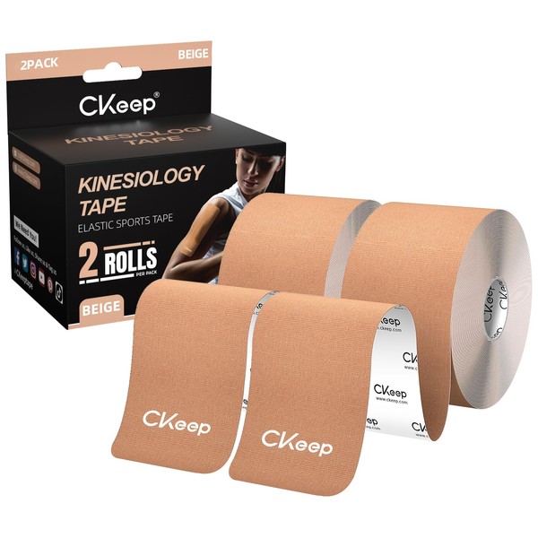 CKeep Uncut Kinesiology Tape(2 Rolls), Original Cotton Elastic Premium Athletic