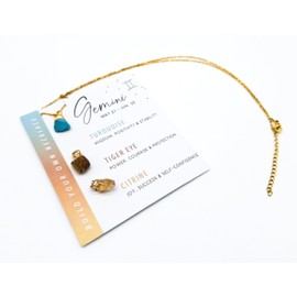 AB India Crafts Zodiac Sign Gift Set 3 Gemstone Pendant with Chain 18 K Gold-Plated in Om Jewellery Bag Protection Energy Happiness, Gemstone, Turquoise