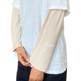 aningkimi UPF 50+ Sun Protection Arm Sleeves, White, Elastic Waistband, Loose Fit (Pale Peach, Large)