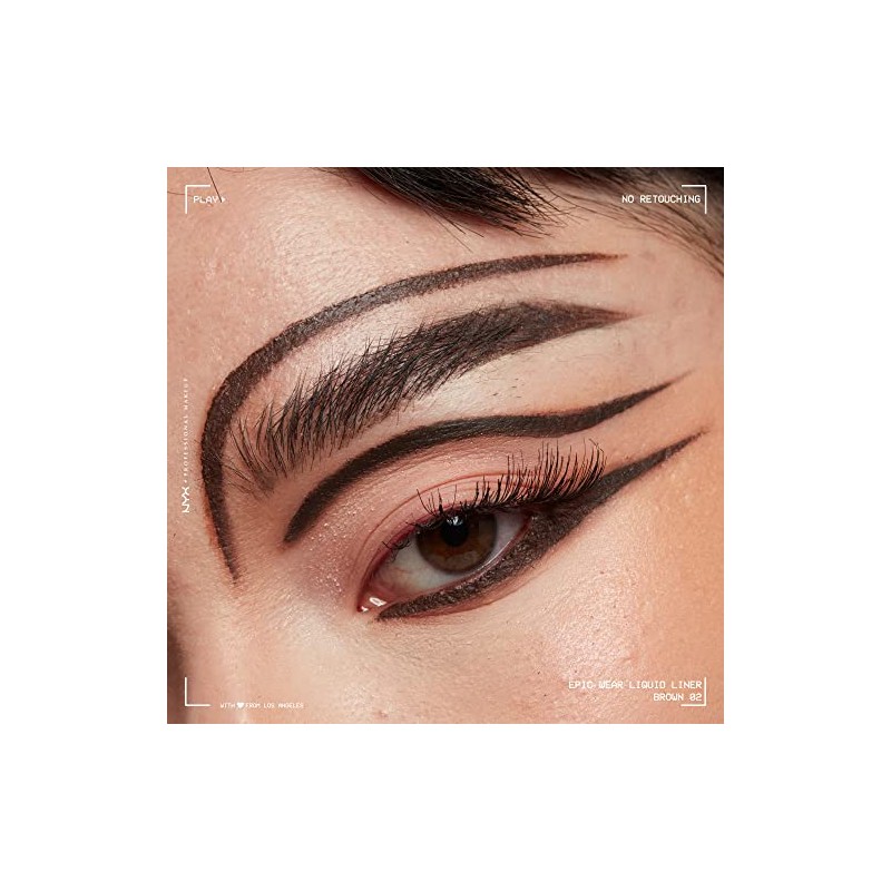 NYX Professional Makeup,Epic Wear, Delineador Líquido de Ojos, Brown, 3.5ML