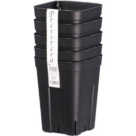 Prestella Deep 105 Japanese Poly Bowls Set of 5 Black Plastic Hard Pots with Slits for Agave and Haorussia