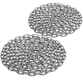 2PCS Stainless Steel Chains, Metal Hanging Chain Link, Light Heavy Duty Chains for Outdoor Fences Gate Camping Hanging Pet Chain Prevention Theft 5/64in-9.8ft