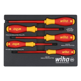 Wiha 32081 5 Piece Insulated SoftFinish Cushion Grip Screwdriver Tray Set