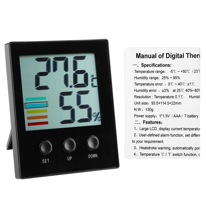 Digital Indoor Thermometer Hygrometer Temperature Humidity Gauge with High Low