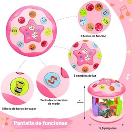 Aboosam Juguetes para bebé niña de 6 a 12 meses: Bebés oceánico giratorio musical iluminado para el tiempo de la barriga Juguetes 0-6 3-6 meses Crawling Learning Juguete de acuario infantil 4 5 6 7 8 9 meses bebé niña 1 año de edad regalos de cumpleaños