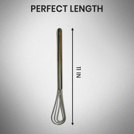 Rattleware 11” Long Handle Silver Stainless-Steel Espresso Flat Whisk - Ideal For Commercial, Domestic Or Home Kitchens - Premium Quality, Clump-Free Mixing for Perfect For Espresso Making - SET OF 2