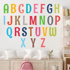 DECOWALL DS8-1701A Uppercase Alphabet ABC Letter Kids Wall Stickers Decals Peel and Stick Removable for Nursery Bedroom Living Room art murals decorations decor learning educational baby