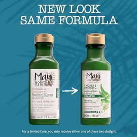 Maui Moisture, Thicken & Restore + Bamboo Fibers, Shampoo, Repara y Suaviza, Brinda Volumen a Cabello Rizado, Ondulado y Definido, Sin Parabenos, Fibra de Bamboo, 385 ml
