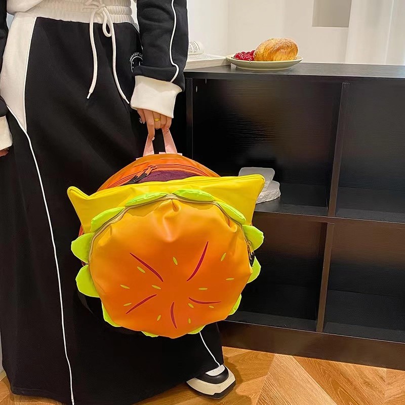 MaiQidd Cheeseburger Backpack Multi-compartment Funny Hamburger Backpack