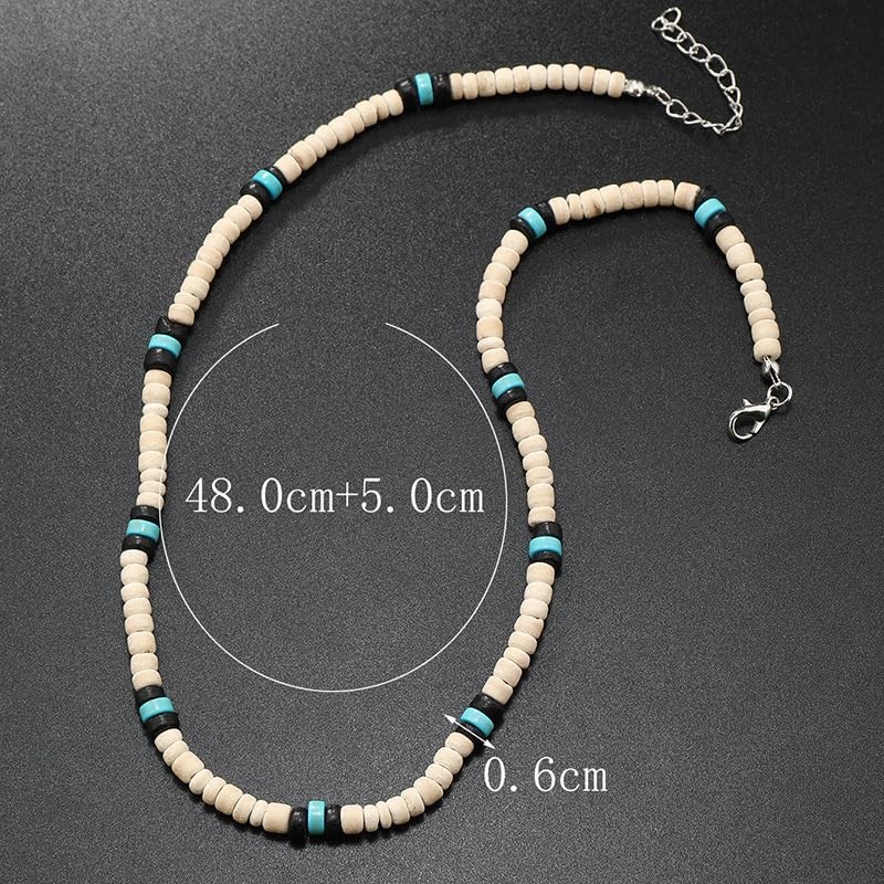 Fuqimanman2020 Puka Shell Necklace Summer Beach Surfer Seashell Necklace White+Black