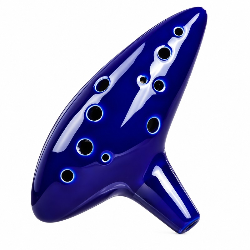 12 Hole Alto C Ceramic Ocarina – Handmade Blue Wind
