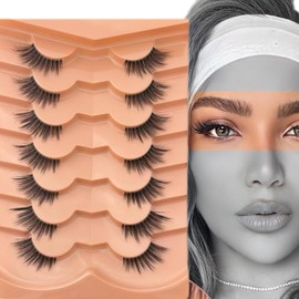 7 Pairs Half False Eyelashes – Natural Lifting Cat Eye Look – Reusable & Lightweight – C Curl Half Lashes for Daily & Glam Makeup – Vegan & Cruelty-Free