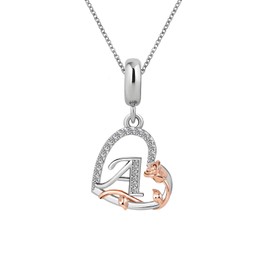 KunBead 18 inch Initial A Letter Rose Heart 26 Alphabet Love Charm Birthday Pendant Necklace for Women