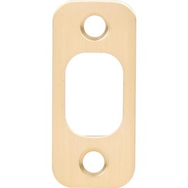 Stone Harbor Hardware Round Corner Deadbolt Strike Plate, 1" x 2-1/4", 1-5/8" Center-to-Center, Satin Brass